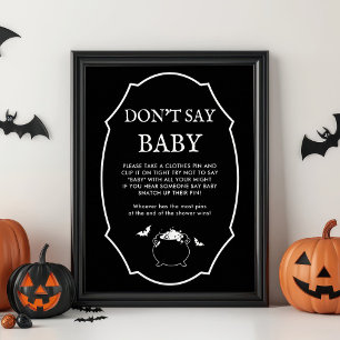 Halloween Goth Baby Shower Säga Inte Baby Lek Poster