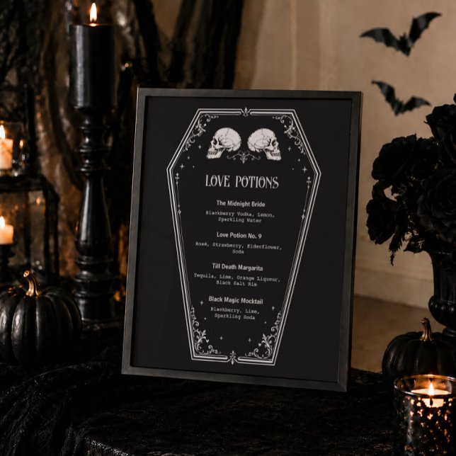 Halloween Goth Bröllopsfest Dryckesmeny  Poster (Skapare uppladdad)