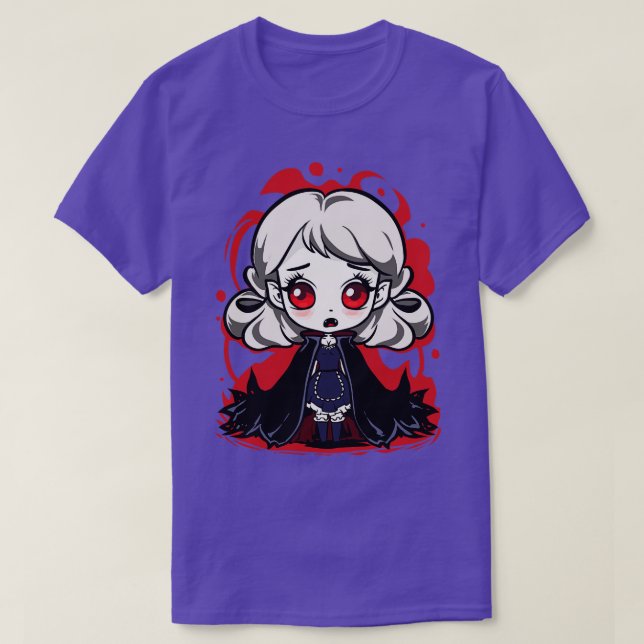 Halloween Goth Chibi Vampire Girl T Shirt (Design framsida)