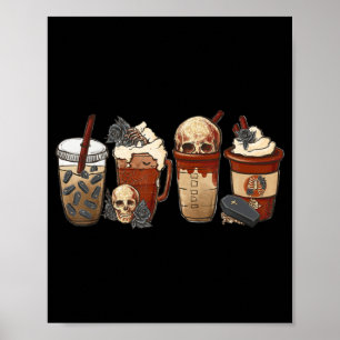 Halloween Goth-tjejen, kaffepumpor latte-is Poster