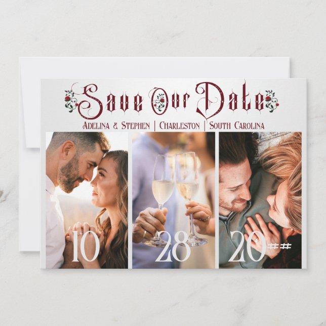 Halloween Gotham Script Ro Tre Photo Bröllop Spara Datumet (Framsida)