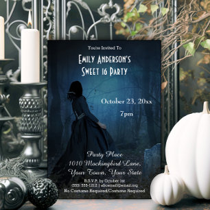 Halloween Gothic Graveyard Costume Sweet 16 Inbjudningar