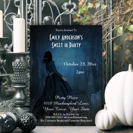 Halloween Gothic Graveyard Costume Sweet 16 Inbjudningar