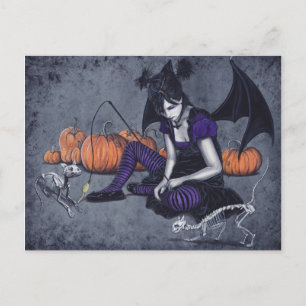 Halloween Gothic Skeleton Cats Demon-vykort Vykort