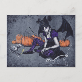 Halloween Gothic Skeleton Cats Demon-vykort Vykort