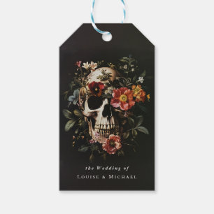 Halloween Gothic Skull Blommigt Bröllop Presentetikett