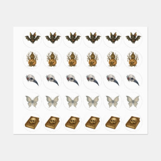 Halloween Gothic Stickers - Fladdermus, Skull Bok,