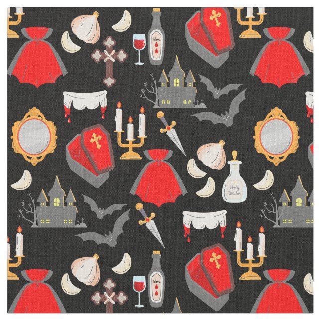 halloween gothic vampire garlic holy water fangs tyg (Närbild)