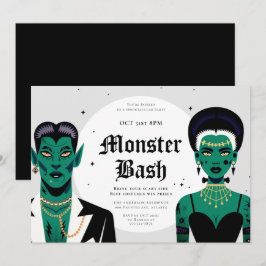 Halloween Goths Frankenstein Monster Bash Inbjudningar