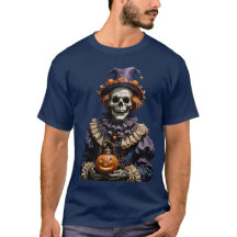 Halloween gotiic Skeleton Clown with Jack-O