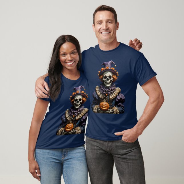 Halloween gotiic Skeleton Clown with Jack-O T Shirt (Unisex)