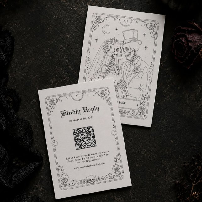 Halloween Gotisk Bröllop RSVP QR-kod Tilläggskort (Skapare uppladdad)