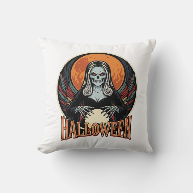 Halloween gotisk skelett spådam dotter vektor kons kudde (Framsida)