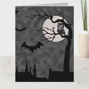 HALLoween gotiska fladdermöss måne spöklik konstko Kort