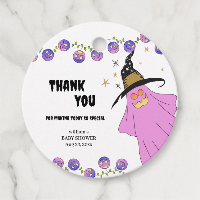 Halloween Gradient Ghost Skull Garland Baby Shower Gåvor Etiketter (Framsida)