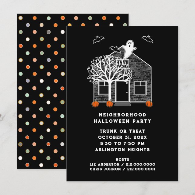 Halloween-grannskapet Party Inbjudningar (Fram/baksida)
