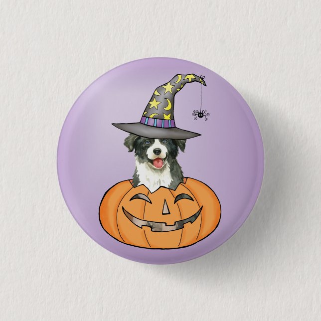 Halloween Gräns Collie Button Knapp (Framsida)