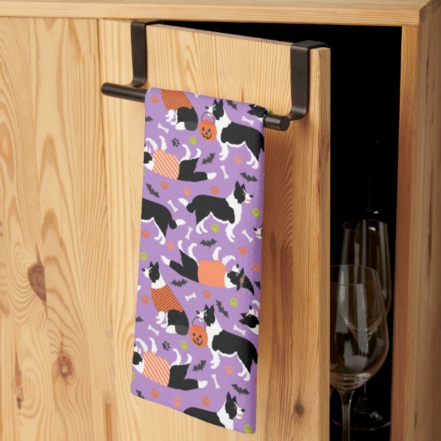 Halloween Gräns Collie Kitchen Towel Kökshandduk (Thirds Fold)