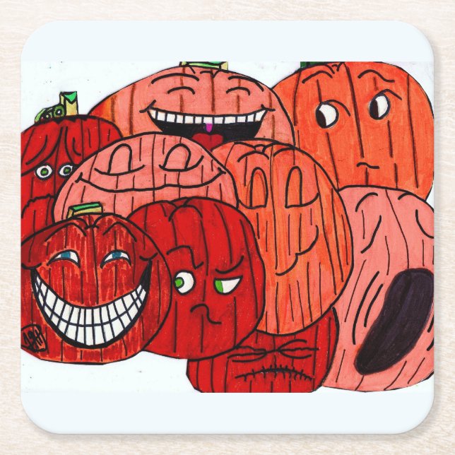 HALLoween GRÄSPUMPA  Underlägg Papper Kvadrat (Framsidan)