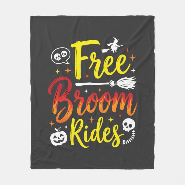 Halloween Gratis Kvast Ritten Häxa Grafisk Fleecefilt (Framsidan)