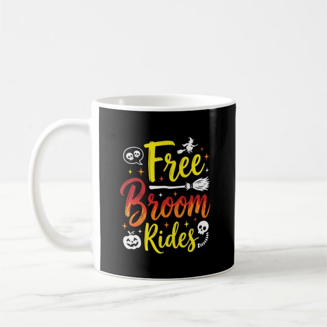 Halloween Gratis Kvast Ritten Häxa Grafisk Kaffemugg (Vänster)