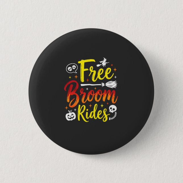 Halloween Gratis Kvast Ritten Häxa Grafisk Knapp (Framsida)
