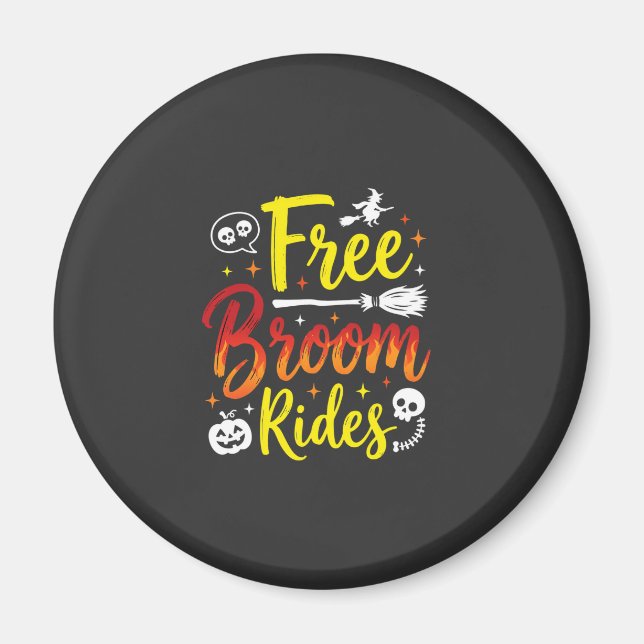 Halloween Gratis Kvast Ritten Häxa Grafisk Magnet (Framsidan)