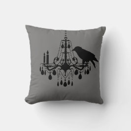 Halloween Grått Chandelier & Raven Pillow Kudde