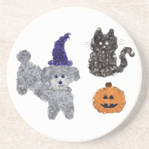 Halloween Grått Pudel #1 Underlägg