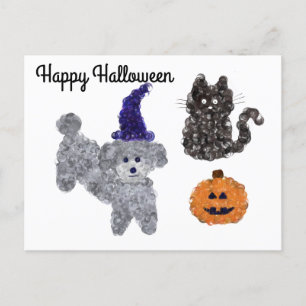 Halloween Grått Pudel #1 vykort