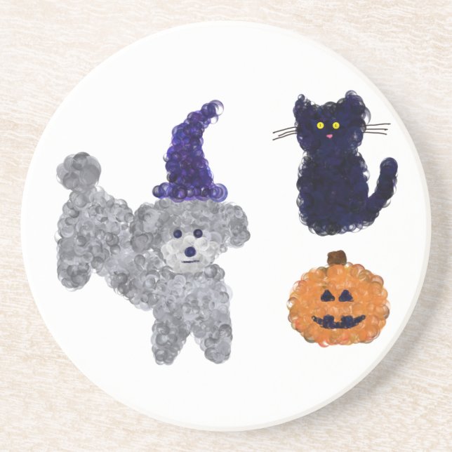 Halloween Grått Pudel #2 Underlägg (Framsidan)