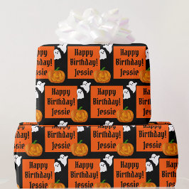 Halloween Grattis på födelsedagen personalize Namn Presentpapper