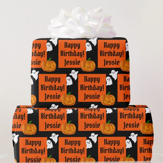 Halloween Grattis på födelsedagen personalize Namn Presentpapper (Skapare uppladdad)