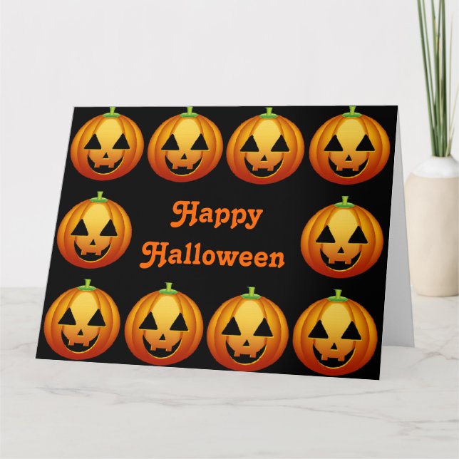 Halloween Gratulationskort Lycklig Halloween Pumpa Kort (Framsida)