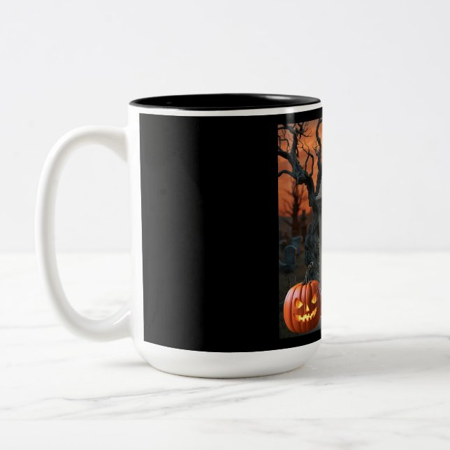 ’Halloween gravestone humor ’Rust T Grind’ Två-Tonad Mugg (Vänster)