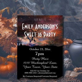 Halloween Graveyard Cat Costume Sweet 16 Birthday Inbjudningar