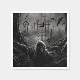 Halloween Graveyard Cemetery Gothic Skeleton Pappersservett