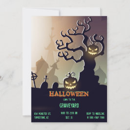 Halloween Graveyard Cemetetic Jack O'Lantern Inbjudningar