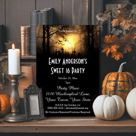 Halloween Graveyard Costume Sweet 16 Birthday Inbjudningar