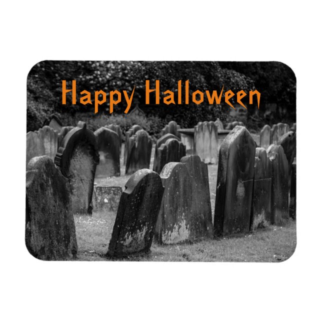Halloween Graveyard Gravsten Magnet (Horisontell)