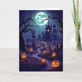 Halloween Graveyard Illustration Kort