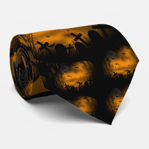 Halloween Graveyard med Fladdermöss och Gravsten Slips