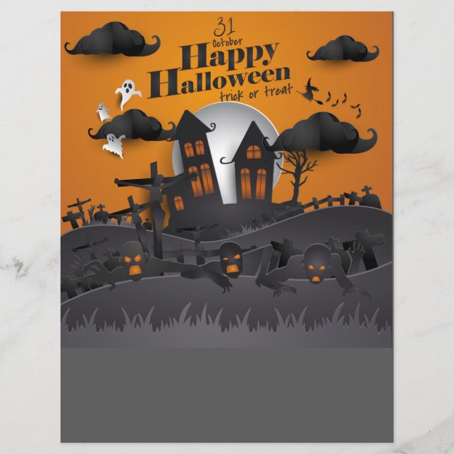 Halloween Graveyard och Haunted House Flyers (Framsida)