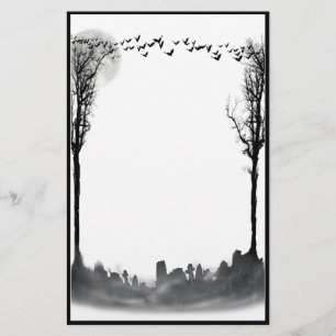 Halloween Graveyard Scene Silhouette Brevpapper