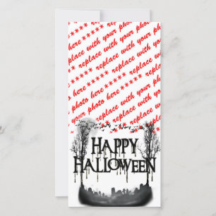 Halloween Graveyard Scene Silhouette Julkort