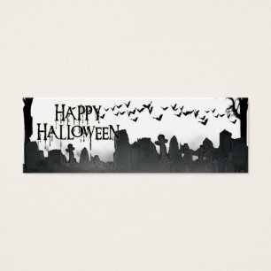 Halloween Graveyard Scene Silhouette Litet Visitkort