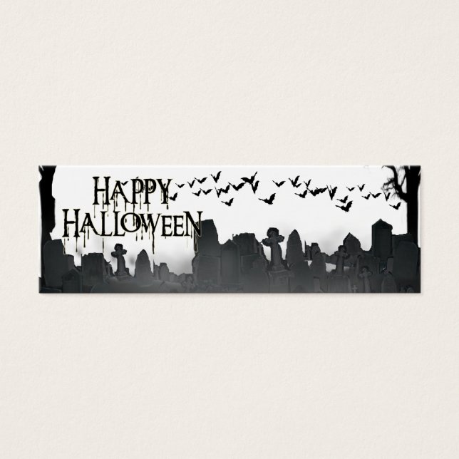 Halloween Graveyard Scene Silhouette Litet Visitkort (Framsidan)