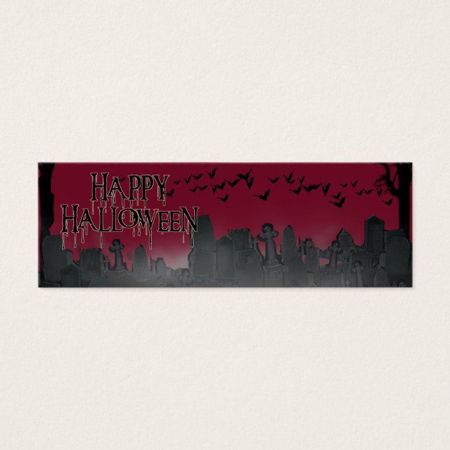 Halloween Graveyard Scene Silhouette Litet Visitkort (Framsidan)