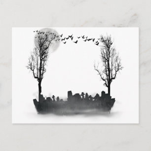 Halloween Graveyard Silhouette Vykort