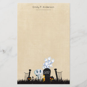 Halloween Graveyard Spooky Cute Skeleton & Spöken Brevpapper
